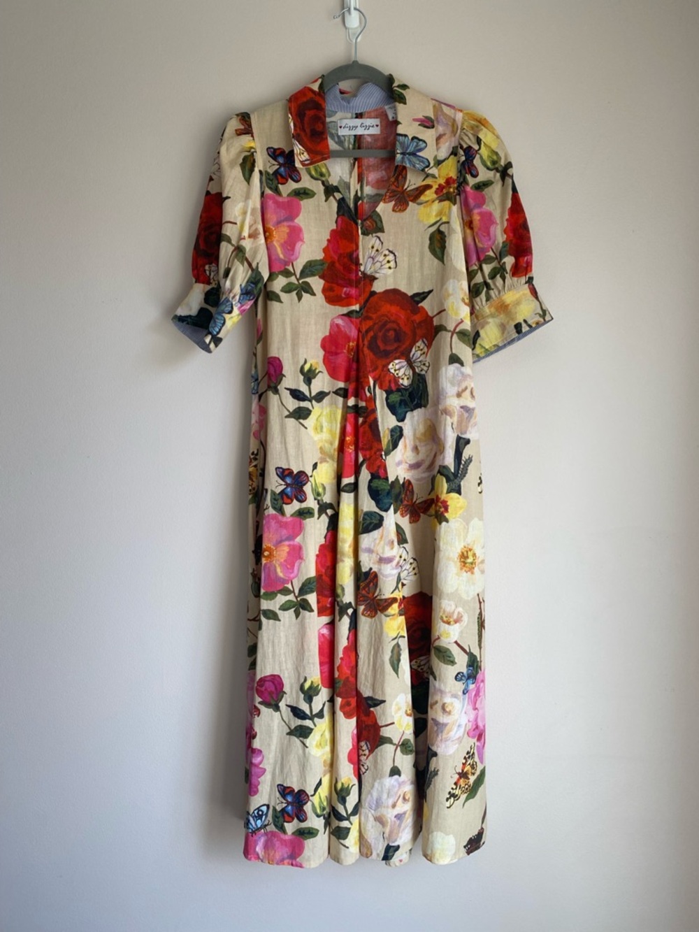 Dizzy Lizzie Montauk dress vintage floral print linen-cotton blend medium